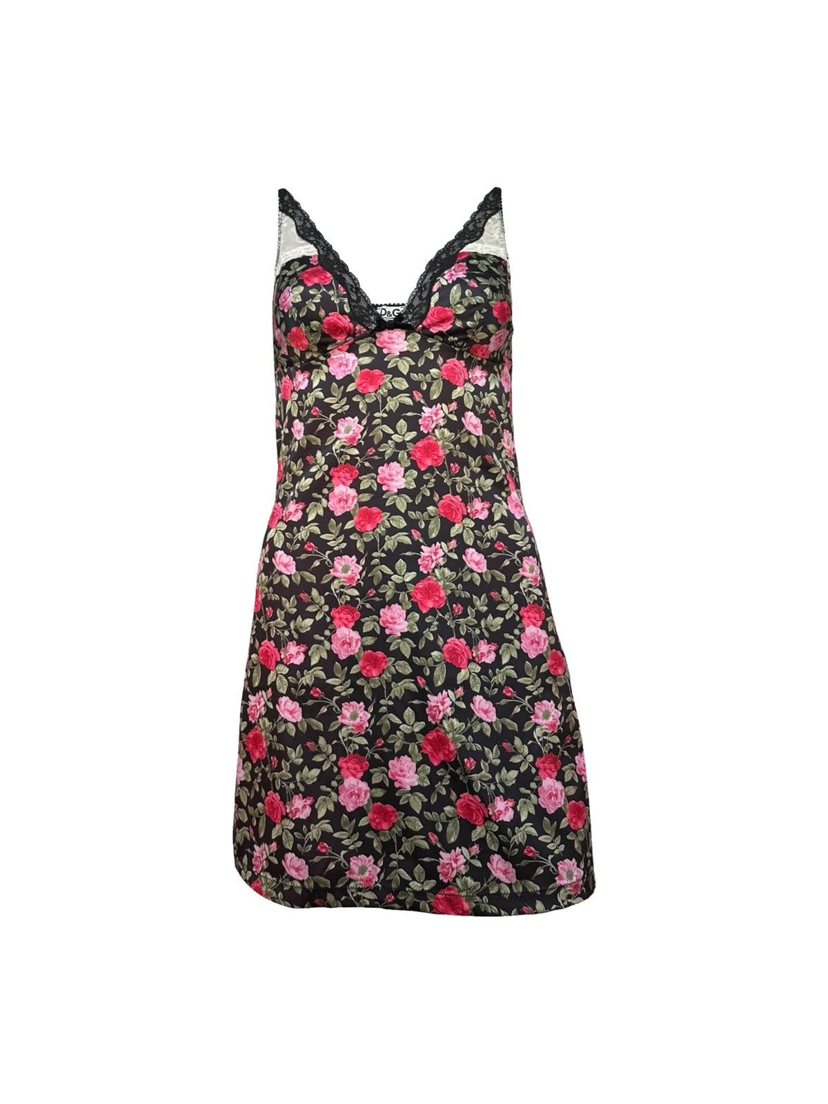 D&G Floral Print Lace Trim Camisole Mini Dress