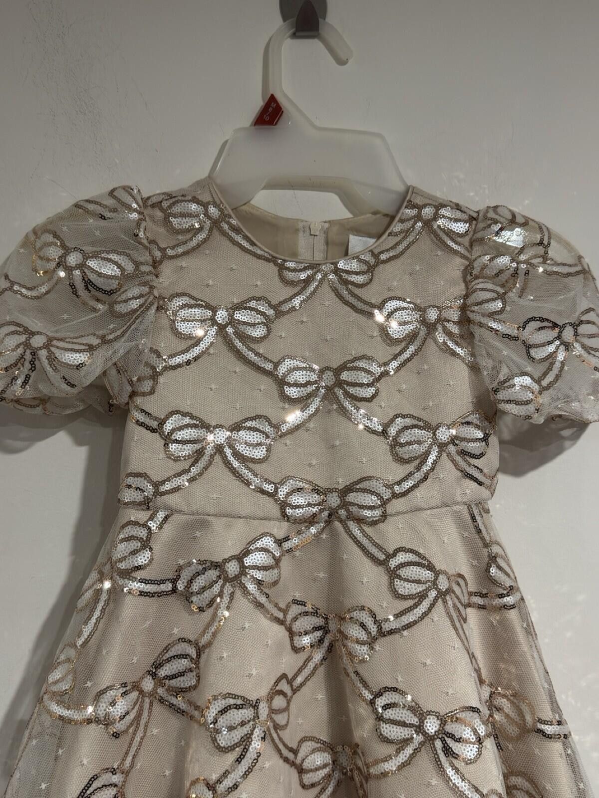 Other Rare Editions Girls Dress Sequin Bow Puff Illusion Sleeve 4T Size ONE SIZE - 7 Thumbnail