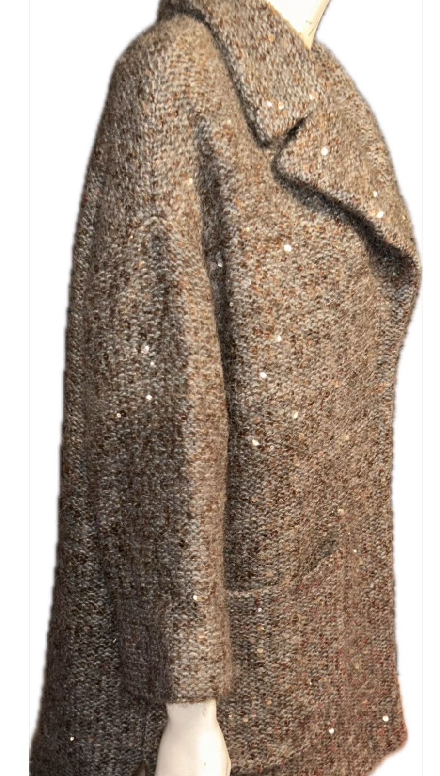 Brunello Cucinelli Brunello Cucinelli Tweed Pattern Fur Coat - Grey Coats,... Size S / US 4 / IT 40 - 3 Thumbnail