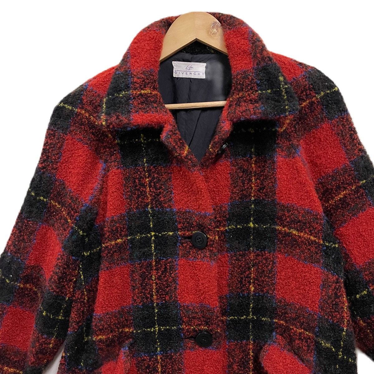 Givenchy Vintage GIVENCHY red tartan coat jacket Size XL / US 12-14 / IT 48-50 - 2 Thumbnail