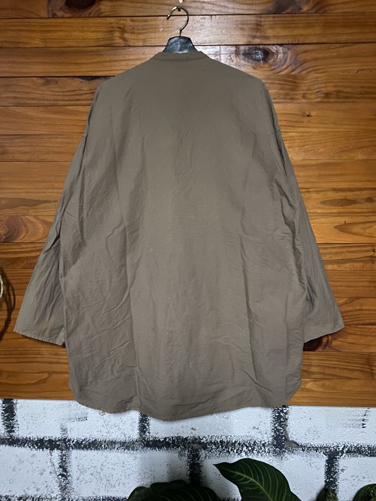 Muji Muji Brown Cotton Oversized Stand Collar Shirt – Minimalist Size US XL / EU 56 / 4 - 7 Thumbnail
