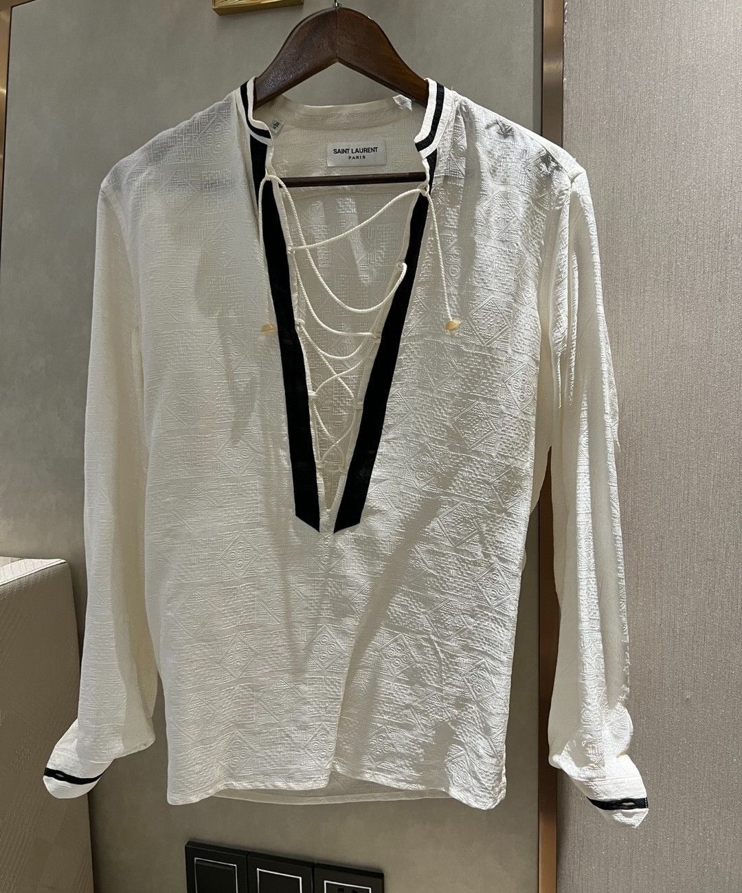 Saint Laurent Paris Saint Laurent Dark pattern laced long sleeve shirt-2505 Size US S / EU 44-46 / 1 - 1 Thumbnail