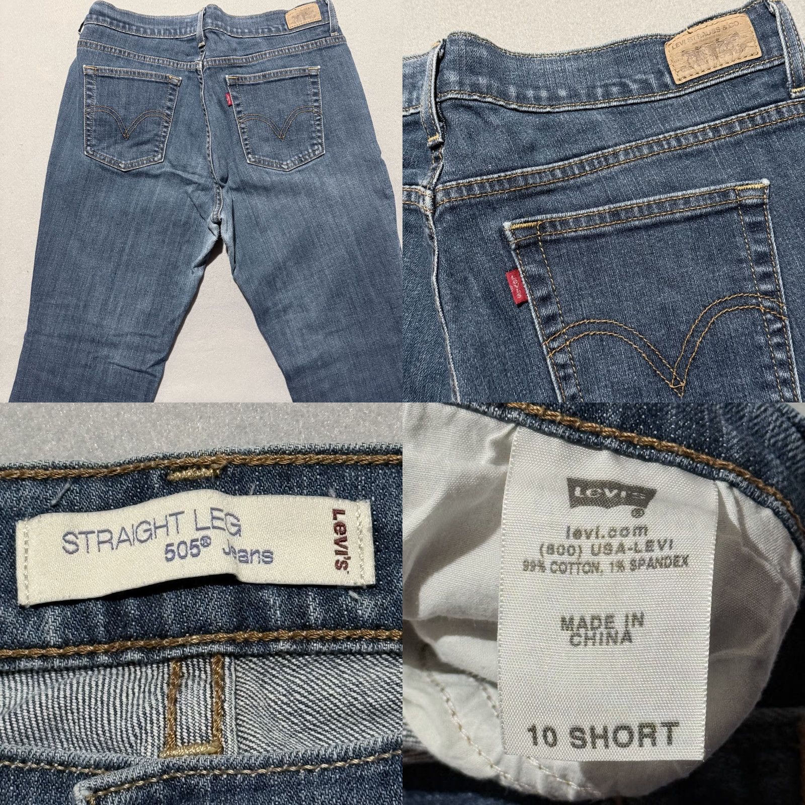Levi's Levi's 505 Jeans Women Blue Denim Stretch Medium Wash 10 Short Slim Straight Pant Jeans Size 32" / US 10 / IT 46 - 8 Thumbnail
