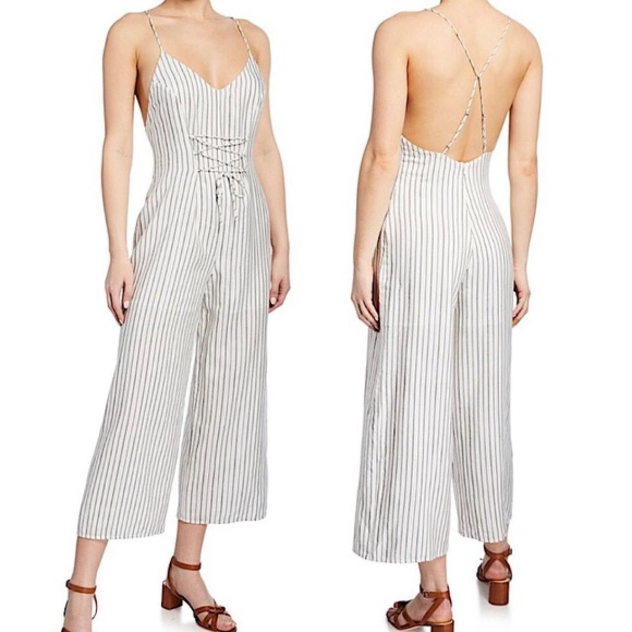 J Brand New J Brand Lace Up Low Back Wide Leg Cropped Jumpsuit Large Size 32" / US 10 / IT 46 - 1 Thumbnail