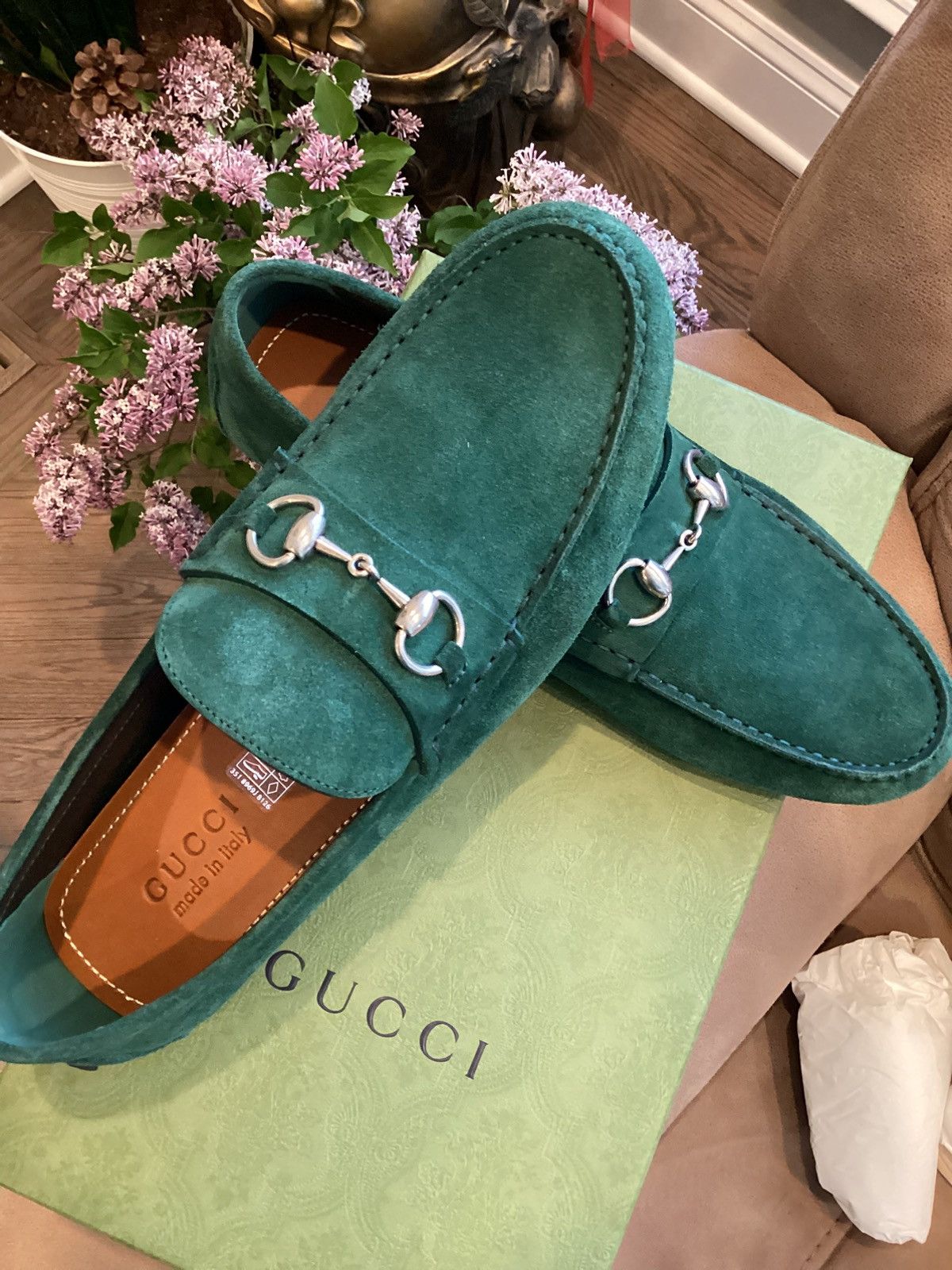 Gucci Gucci green suede loafers with horsebit Size US 9 / EU 42 - 1 Thumbnail
