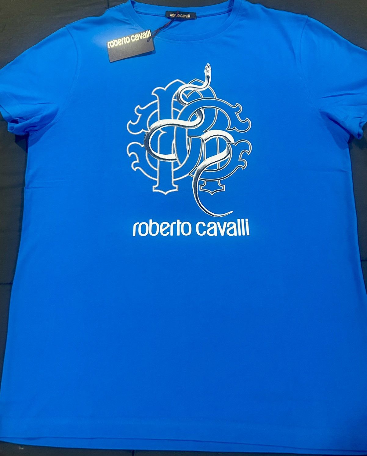 Roberto Cavalli Roberto Cavalli - Snake Logo Monogram Tee “Blue” Size XL Size US XL / EU 56 / 4 - 2 Thumbnail