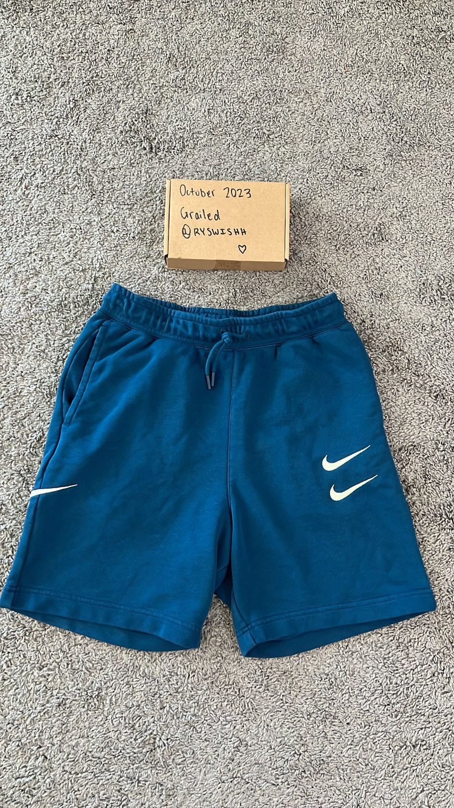 Nike Nike Turquoise Blue Double Swoosh Shorts Size US 30 / EU 46 - 1 Thumbnail