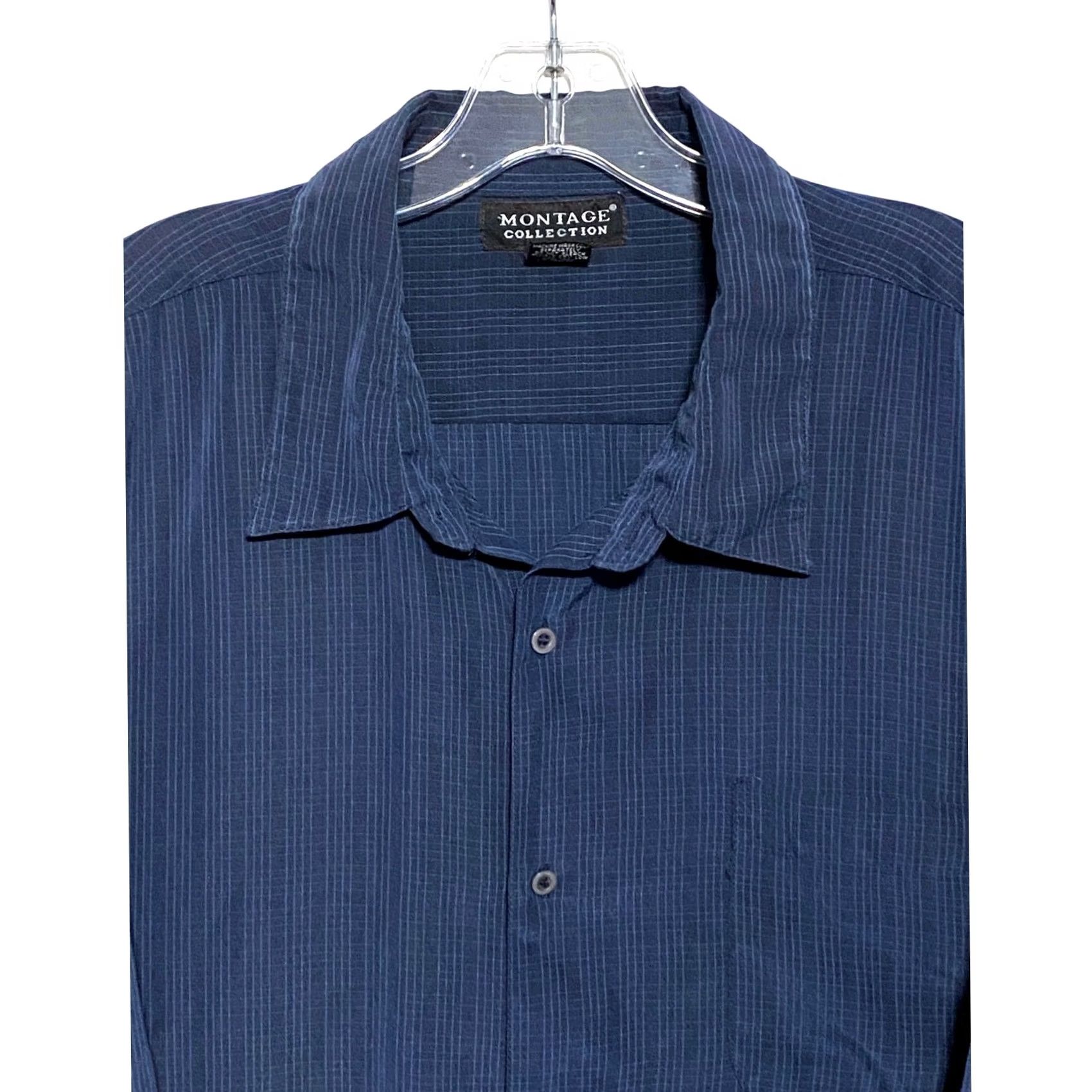 Vintage Montage Collection Shirt Mens 2XL Blue Button Striped Classic Preppy Minimalist Size US XXL / EU 58 / 5 - 3 Thumbnail