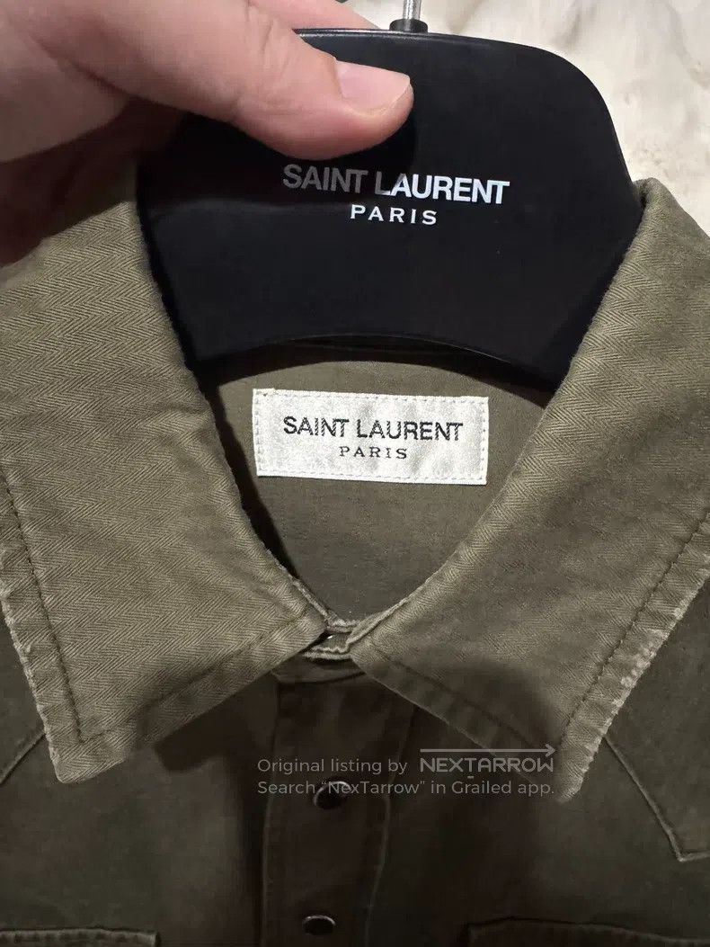 Saint Laurent Paris Saint Laurent Paris Gemstone Button Destroyed Denim Shirt Size US L / EU 52-54 / 3 - 3 Thumbnail