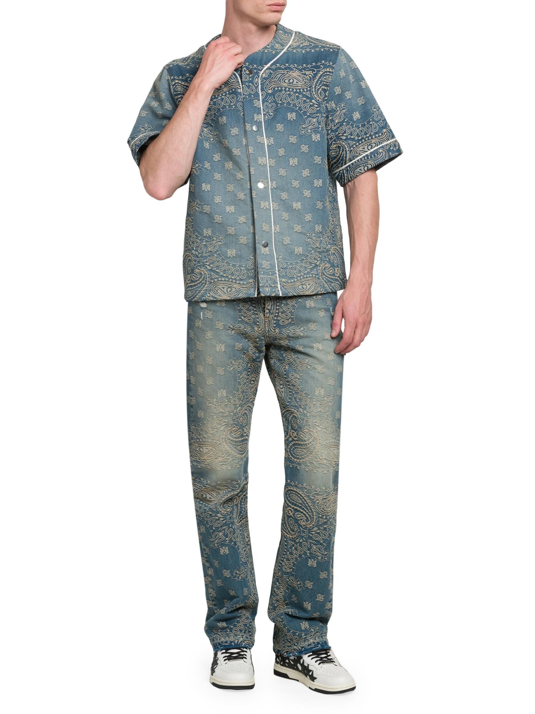 Amiri os11x0625 Bandana Jacquard Straight-Leg Jeans Crafted Indigo Size US 31 - 6 Thumbnail