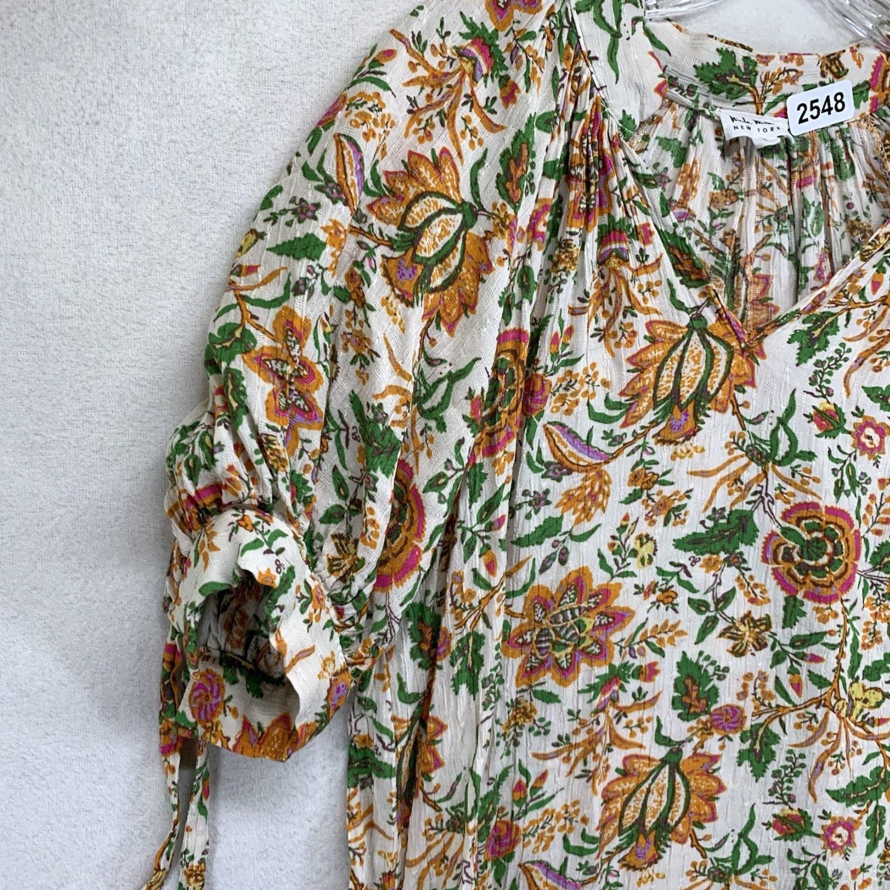 Nicole Miller VINTAGE Nicole Miller Women's Blouse S Floral Peasant Boho V Neck 3/4 Sleeve Rayon Size S / US 4 / IT 40 - 7 Thumbnail
