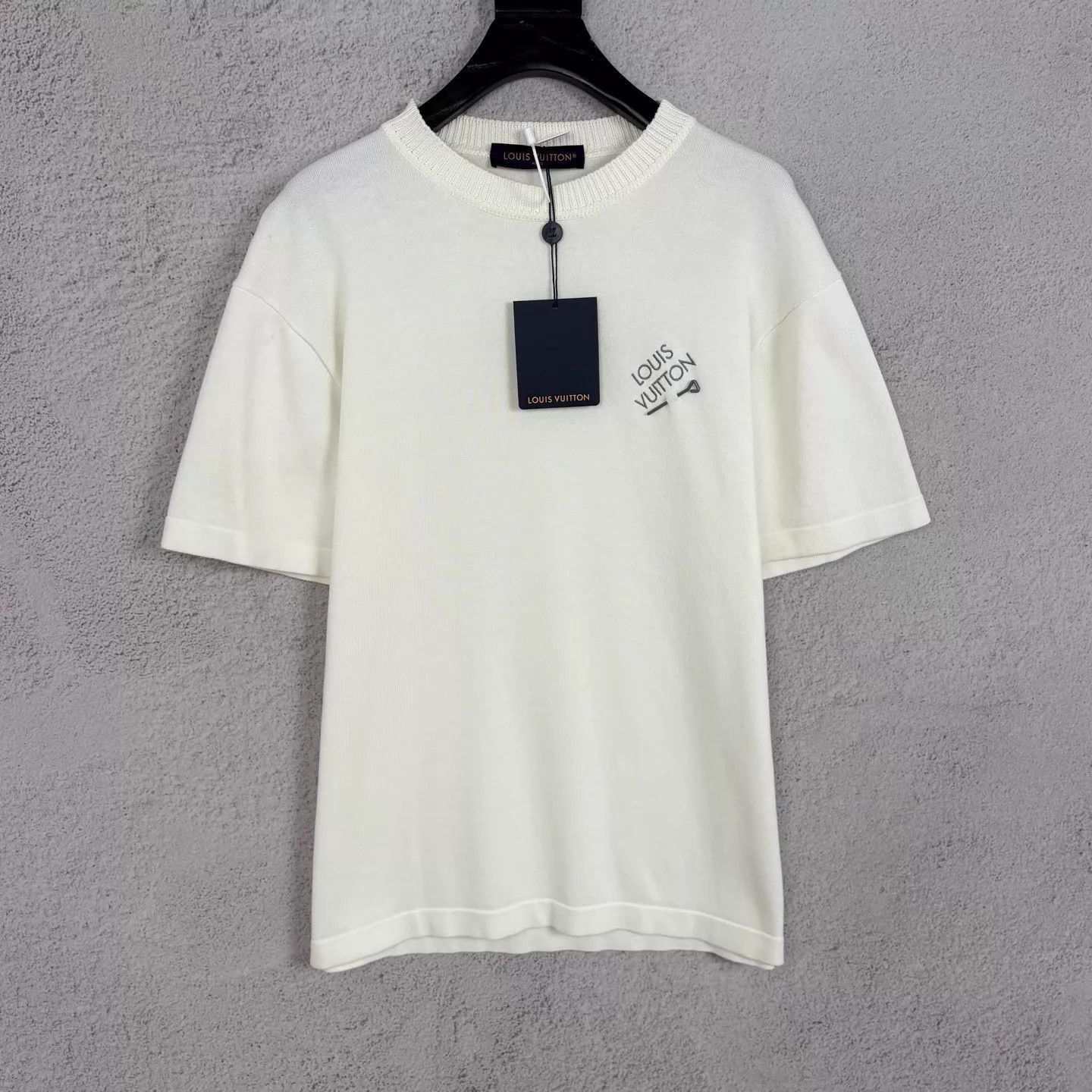 Louis Vuitton White Short-Sleeve Embroidered Knit Top Size US M / EU 48-50 / 2 - 1 Thumbnail