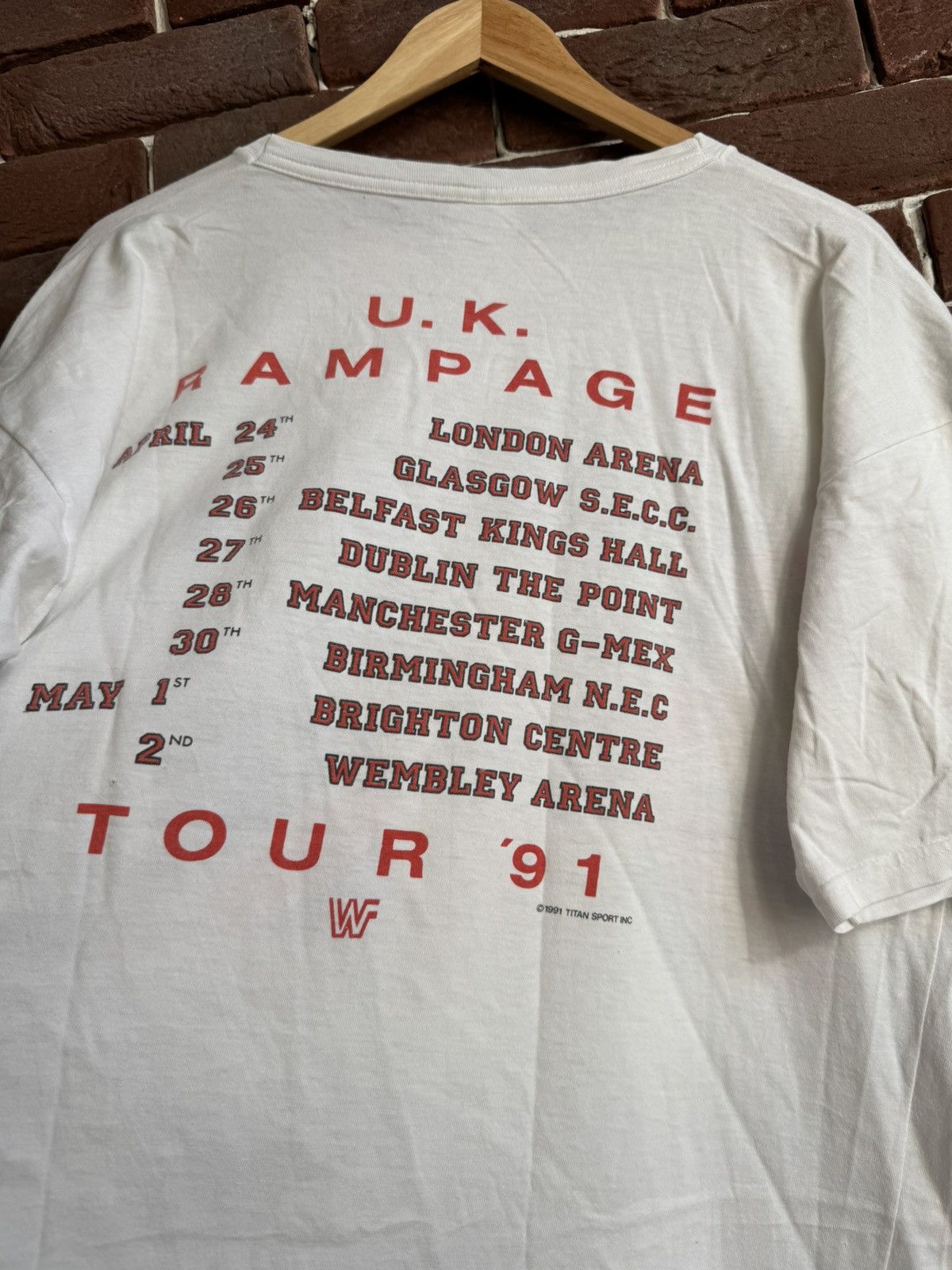 WWE 1991 Vintage 90s WWF British Bulldog Wrestling Grail Rampage Size US L / EU 52-54 / 3 - 10 Thumbnail