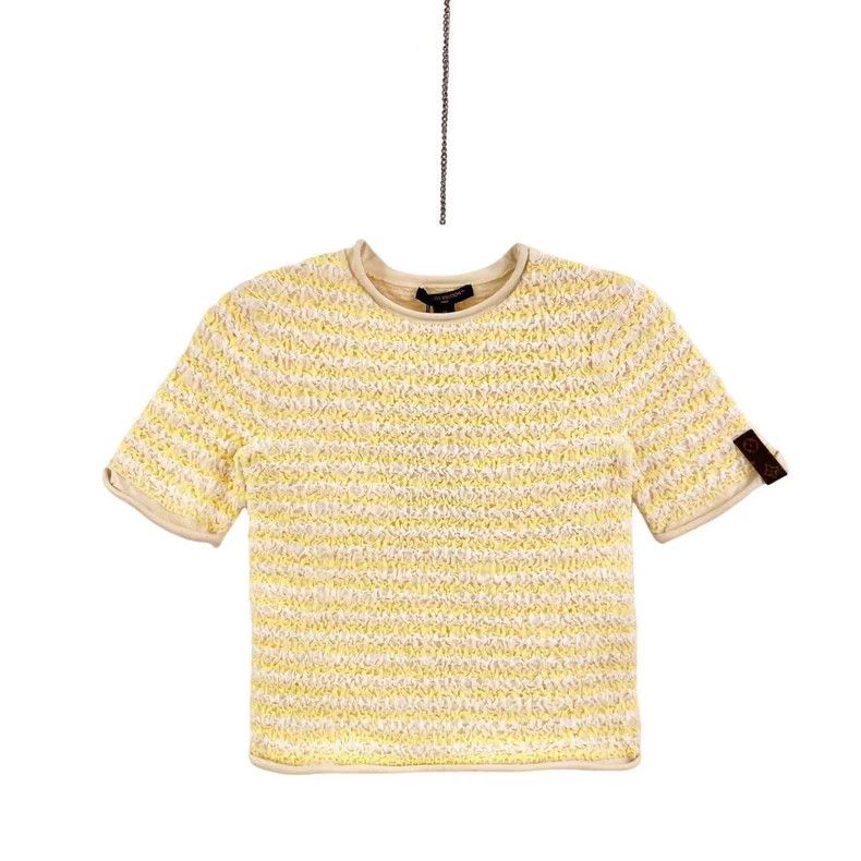 Louis Vuitton Yellow Striped Short Sleeve Top