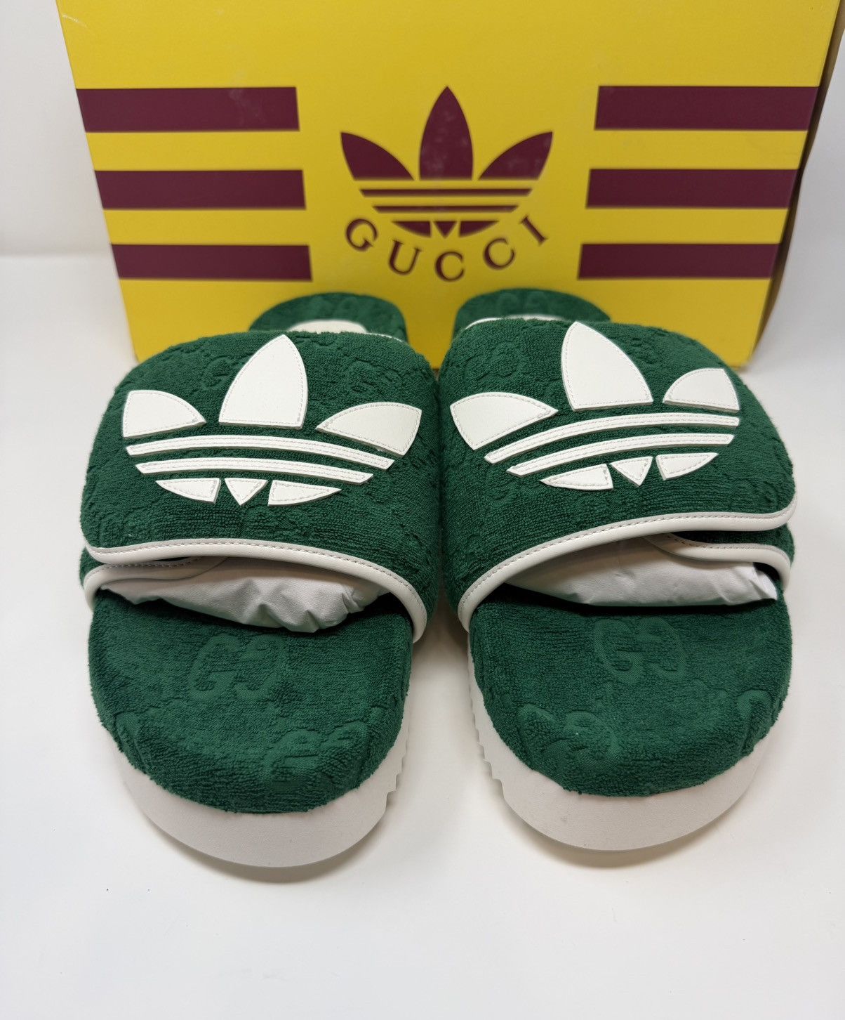 Adidas × Gucci Gucci X Adidas GG Platform Sandal Green Size US 12 / EU 45 - 2 Thumbnail