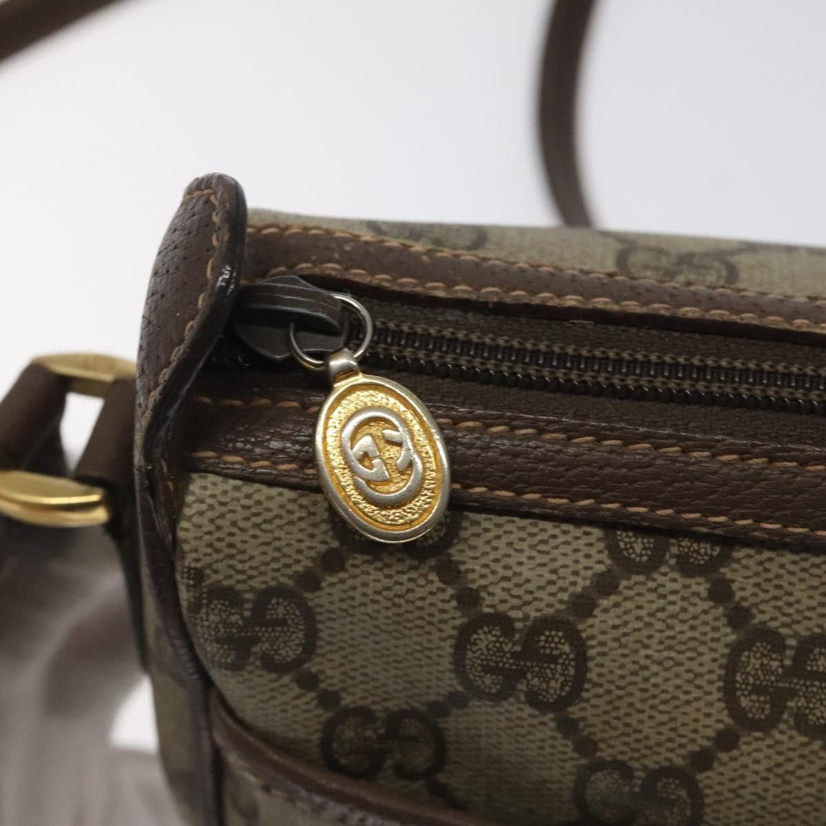 Gucci GUCCI GG Supreme Web Sherry Line Bag Pvc Beige Gold 89 02 Size ONE SIZE - 17 Thumbnail