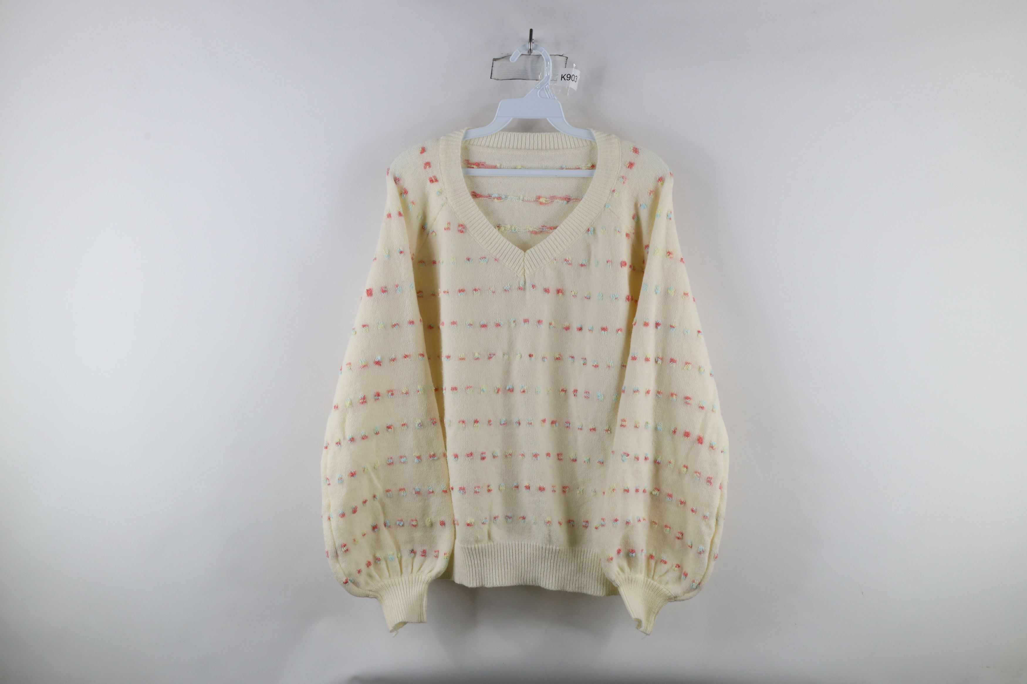 Vintage Vintage 90s Streetwear Knit Flared Sleeve Sweater Pastel Size XL / US 12-14 / IT 48-50 - 1 Thumbnail