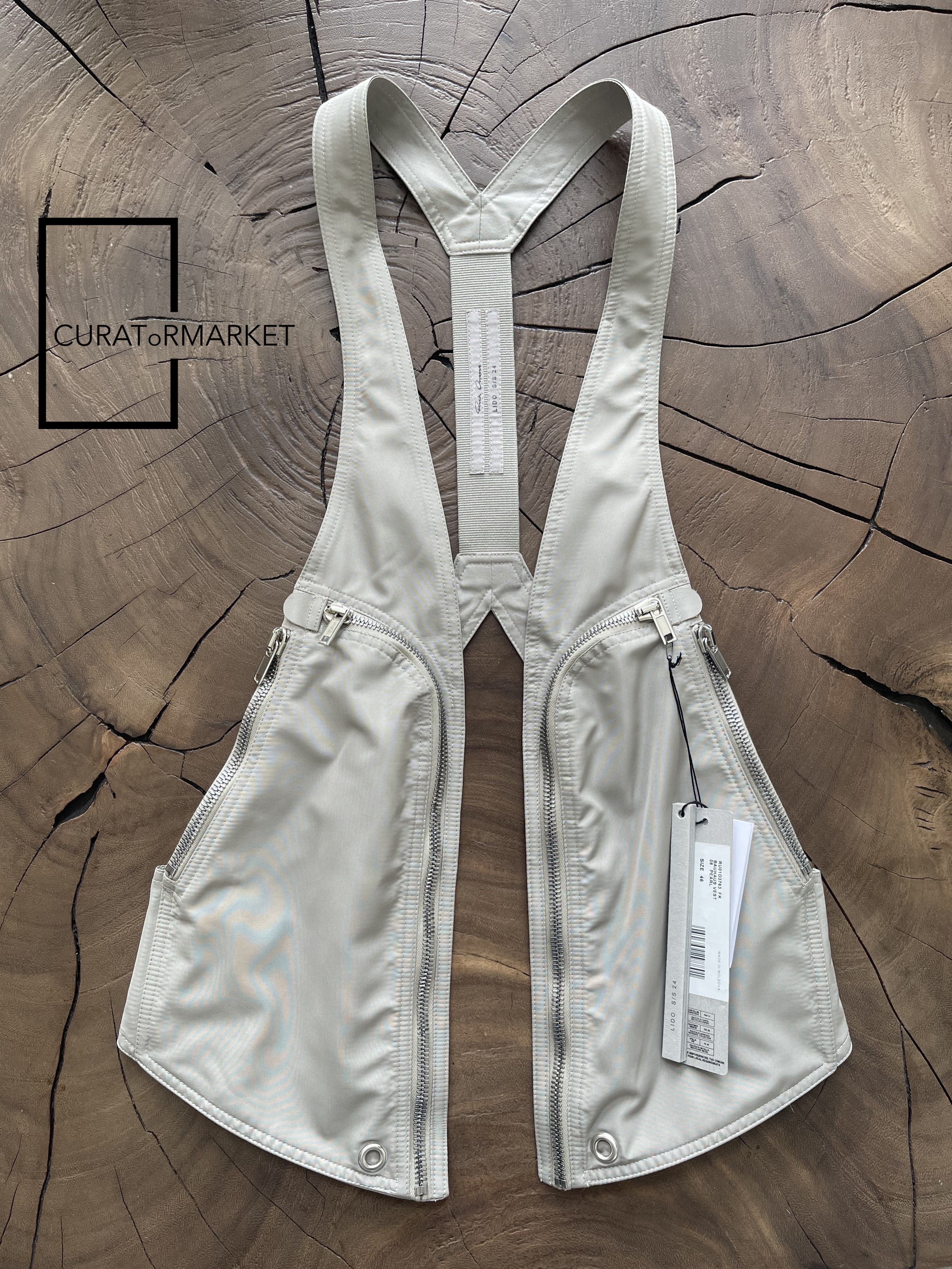 Pre-owned Rick Owens Eu46 Pearl Bauhaus Multi Pocket Utility Vest Ss24 Lido In Sand