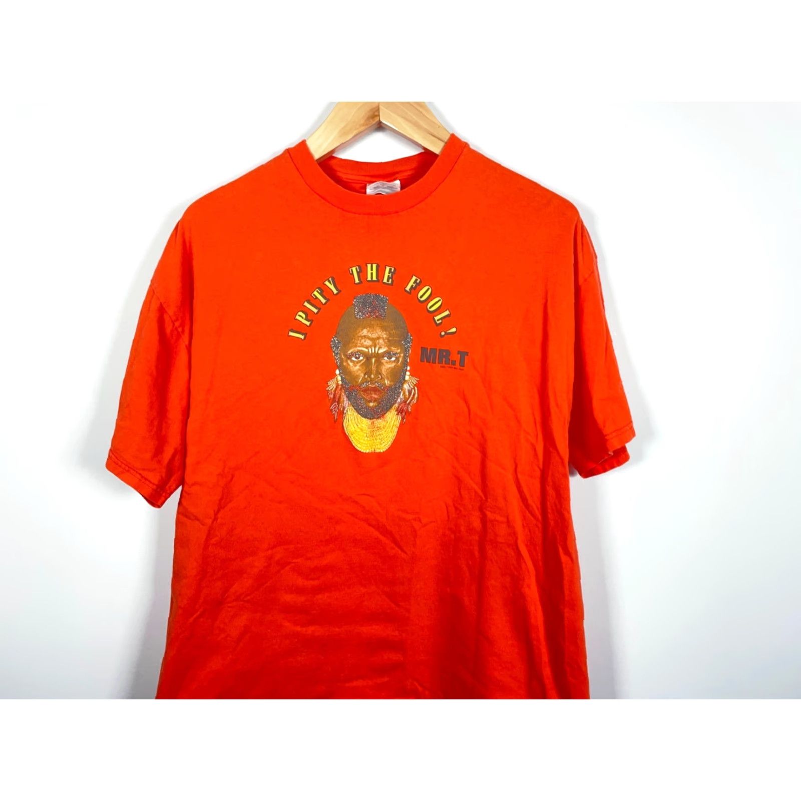 Hanes VINTAGE Mr. T Pity the Fool T-Shirt Hanes Short Sleeve Crew Neck 2000 Orange Adult XL/ Large Men Size US L / EU 52-54 / 3 - 7 Thumbnail