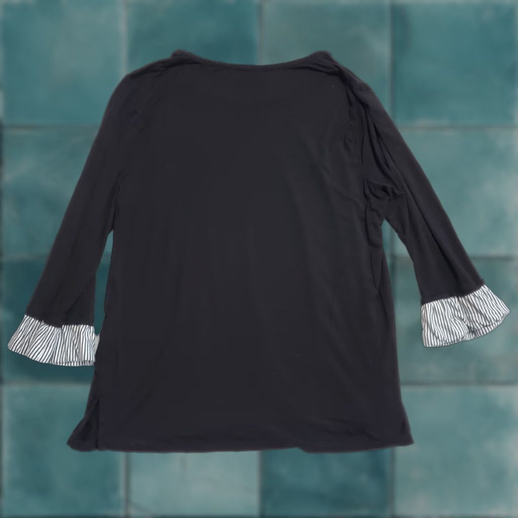 Soft Surroundings Soft Surroundings Top Black 3/4 Sleeve Tunic Contrasting Cuffs Womens XL Pullover Casual Travel Crew Neck Size XL / US 12-14 / IT 48-50 - 1 Thumbnail