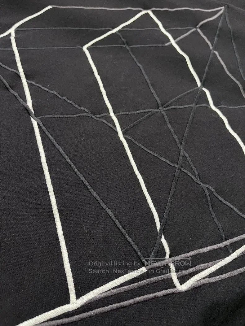 Rick Owens Black Short Sleeve Shirt with Geometric Embroidery. Size US M / EU 48-50 / 2 - 5 Thumbnail