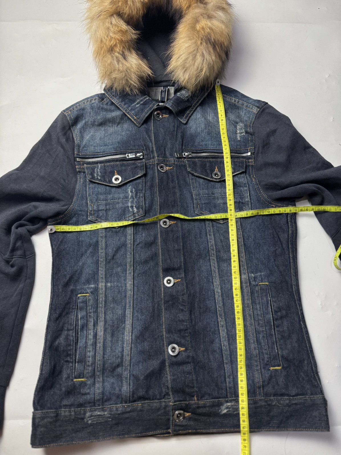 If Six Was Nine × Japanese Brand × Le Grande Bleu (L.G.B.) Fur Denim Hybrid Hoodie Zaraman Size US M / EU 48-50 / 2 - 4 Thumbnail