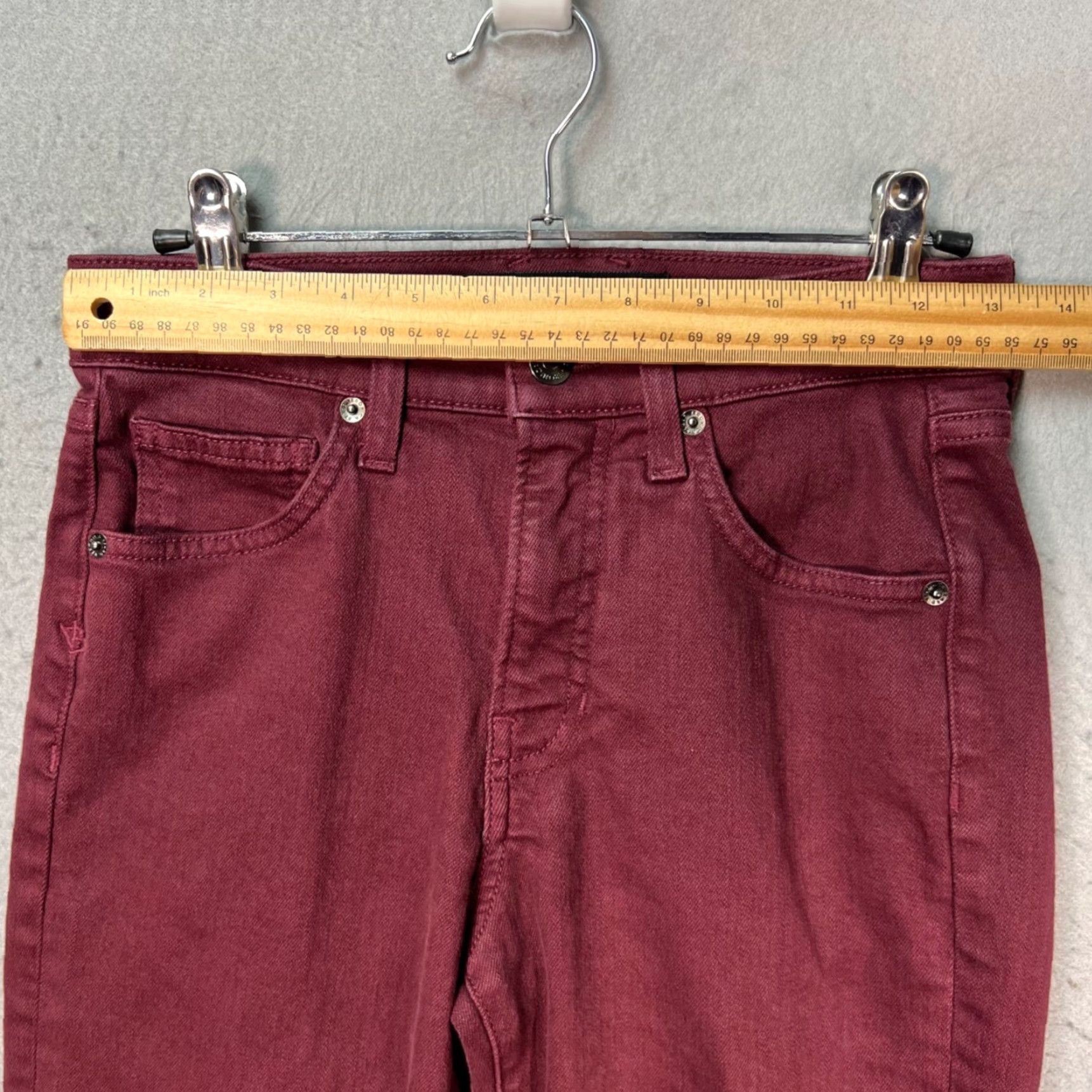Veronica Beard VERONICA BEARD Womens 25 High Rise Beverly Skinny Flare Jeans Burgundy Red Denim 5-Pocket Slim Vintage No? Size 42" / US 20 - 5 Thumbnail
