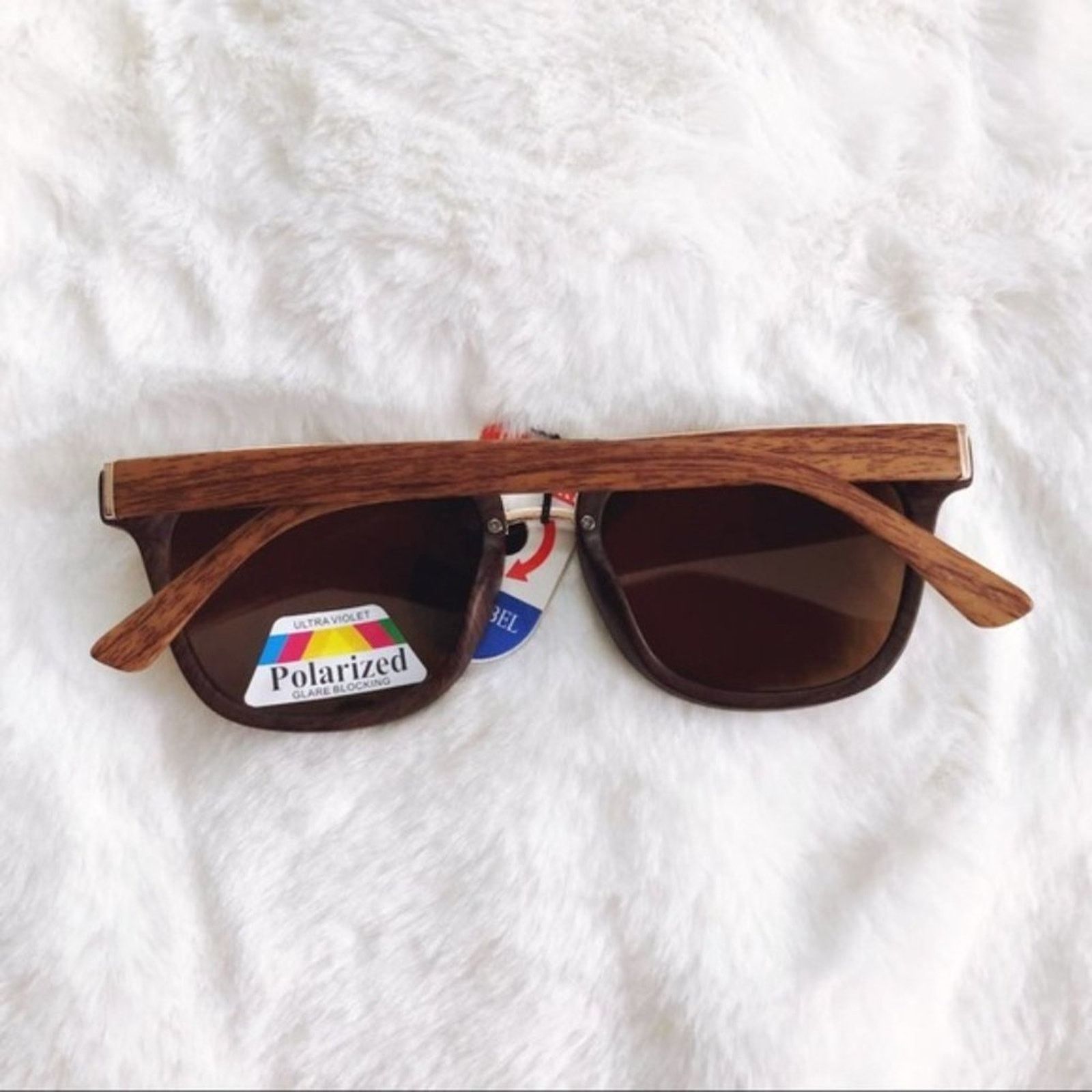 Other Lyle Dark Brown Wooden Polarized Sunglasses Size ONE SIZE - 9 Thumbnail