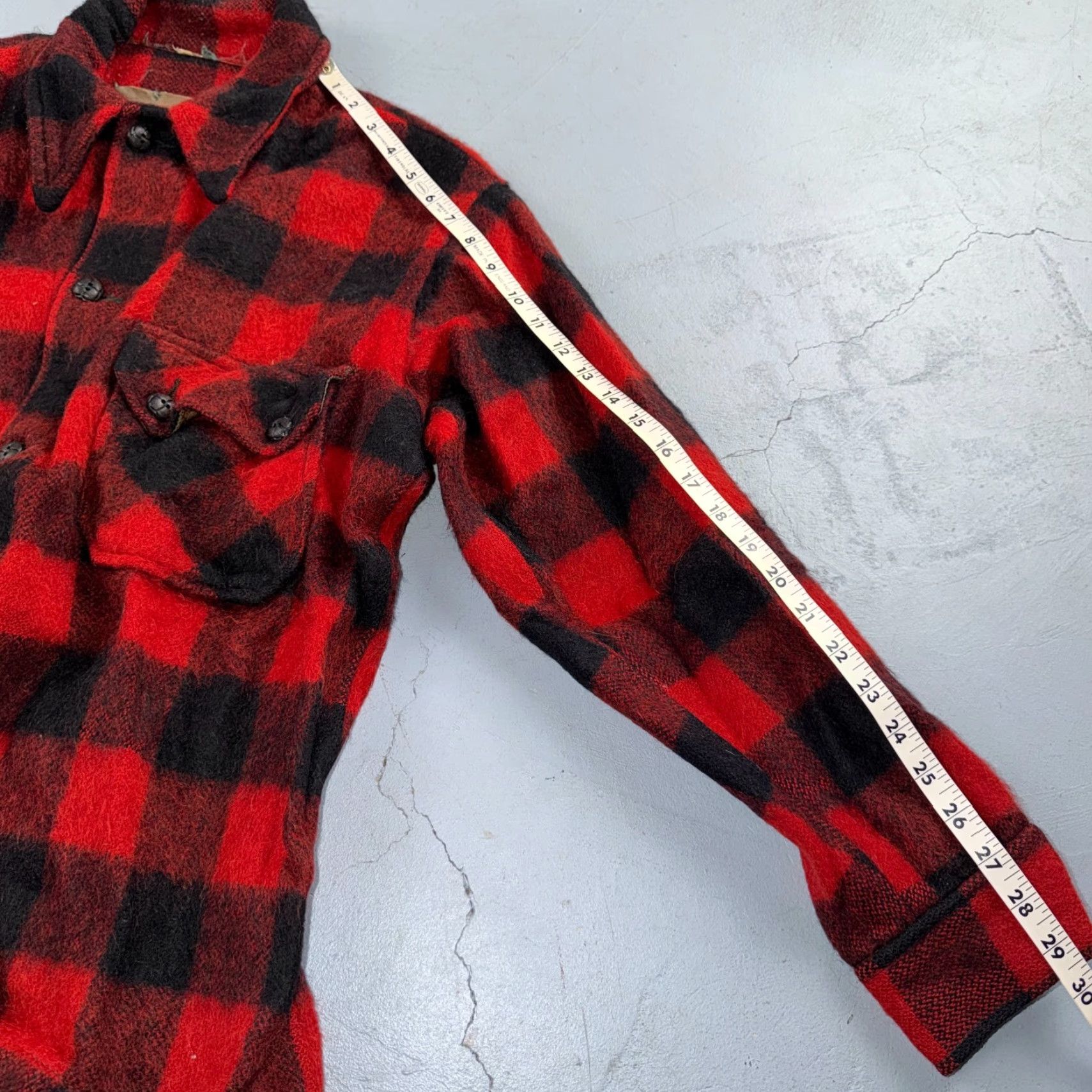 Vintage VTG 1950s Wool Buffalo Plaid Mackinaw Heavy Jacket Button Up Mohair Rockabilly Jacket Mens L Red Plaid Wool Coat Size US L / EU 52-54 / 3 - 5 Thumbnail