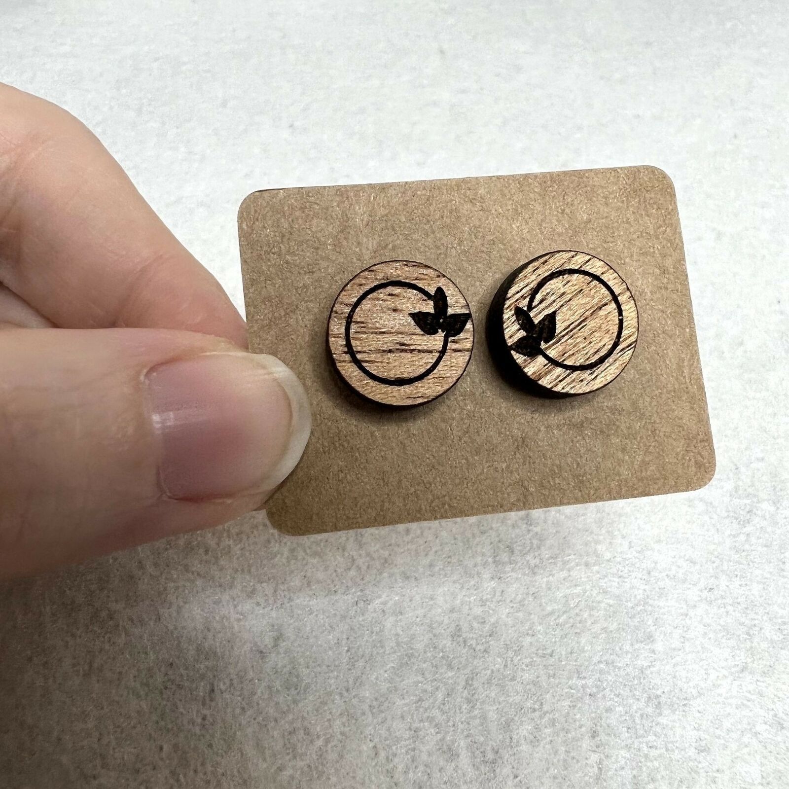 Handmade 3 Pack Wooden Engraved Stud Earrings Size ONE SIZE - 2 Thumbnail