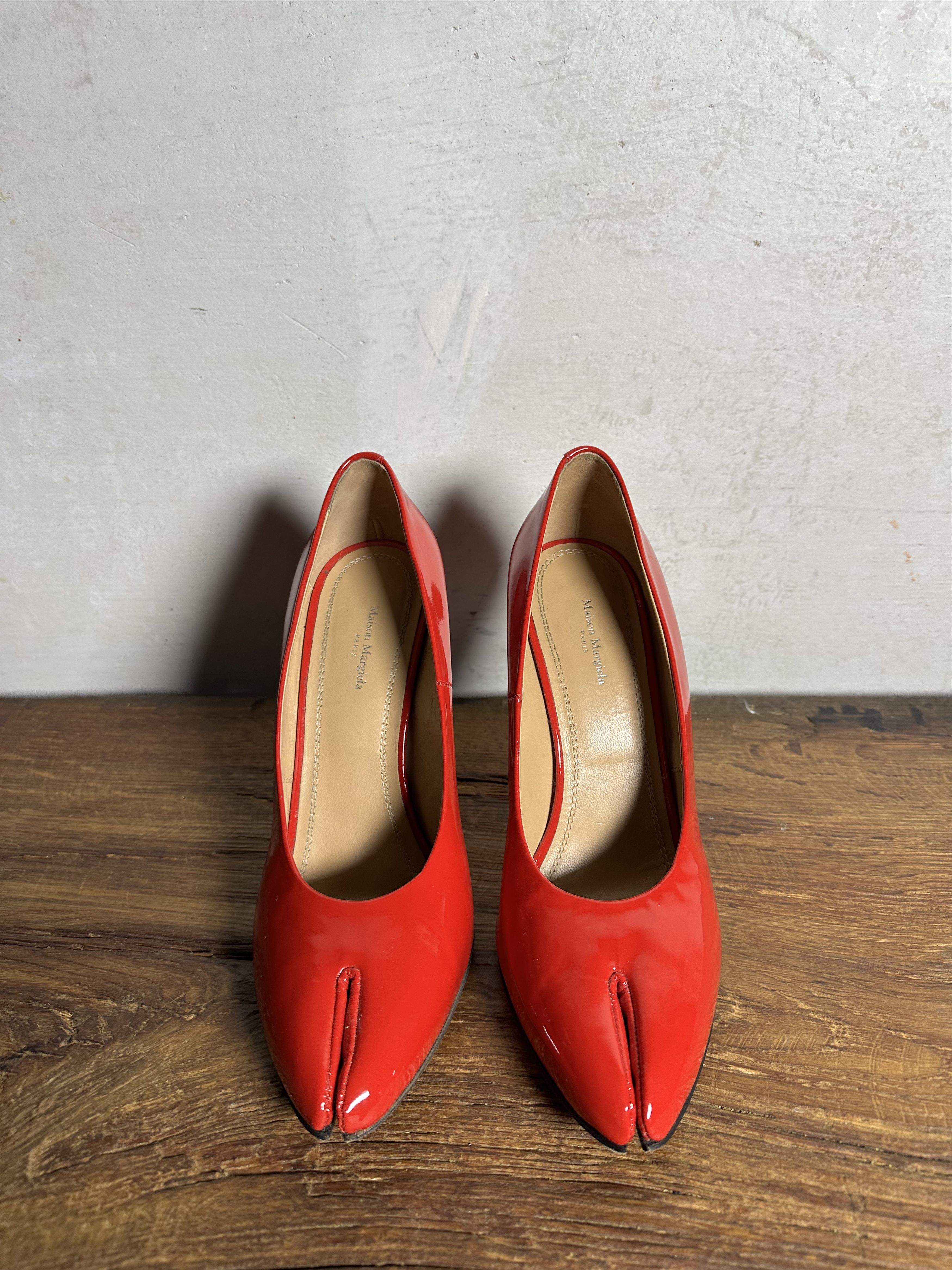 Maison Margiela Maison Margiela Red Tabi 110mm Patent Leather Pumps Size US 9 / IT 39 - 12 Thumbnail