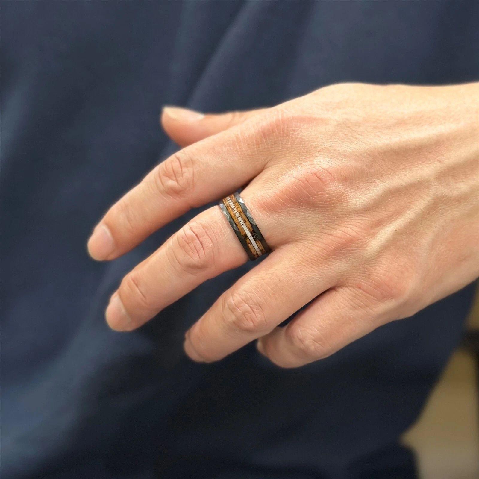 Other Tungsten Mens Ring Deer Antler & Wood Inlay Wedding Band Size ONE SIZE - 3 Thumbnail