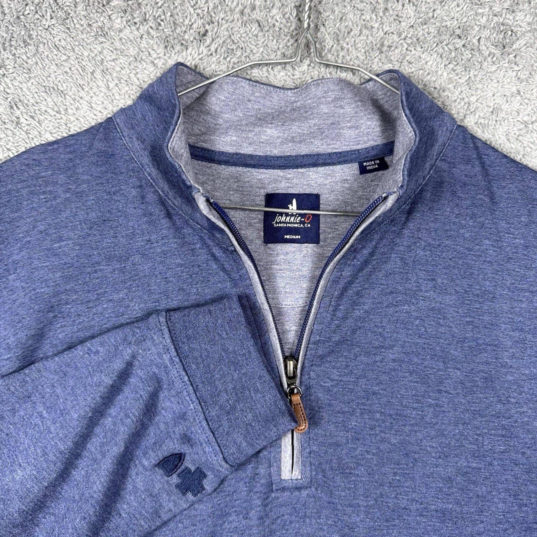 johnnie-O johnnie-O Sweater Pullover 1/4 Zip Men M Blue Mock Neck 1/4 Zip Logo Casual Preppy Beach Golf Outdoor - Mens Size US M / EU 48-50 / 2 - 2 Thumbnail