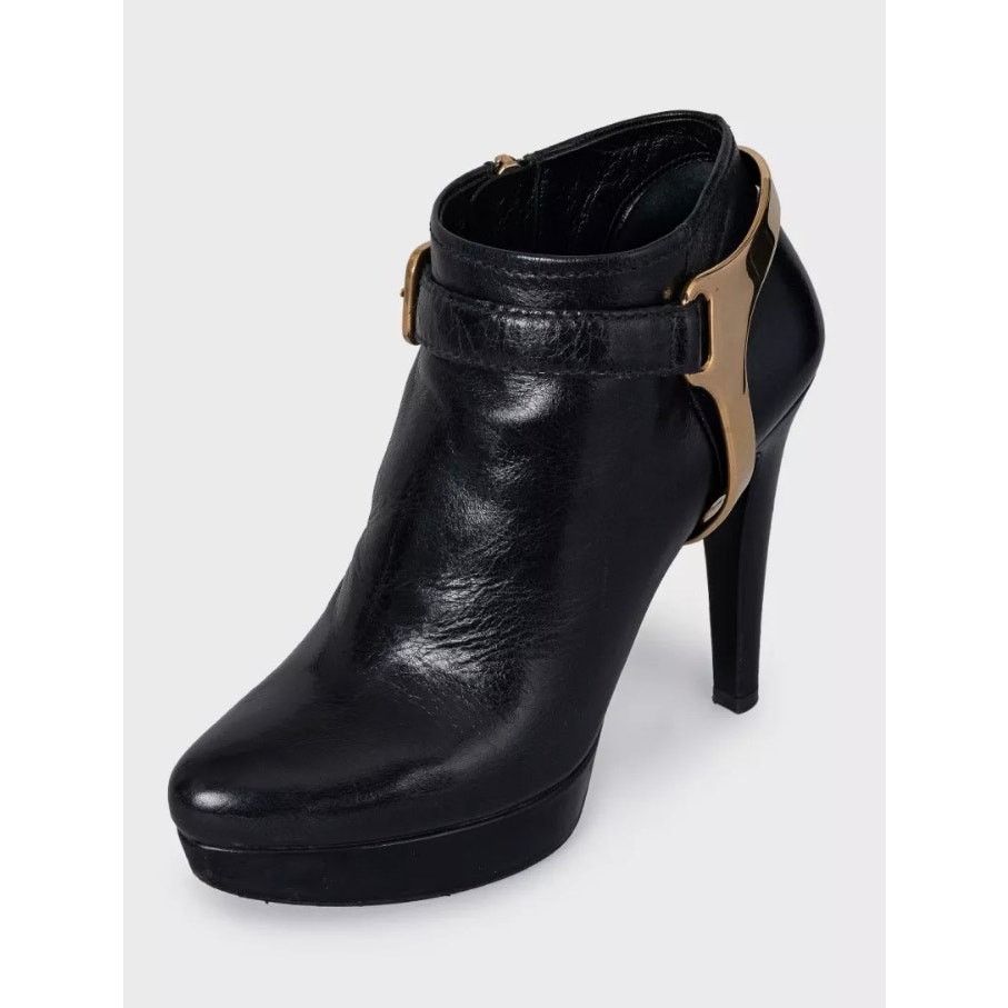 Prada Prada Black Leather Ankle Boots with Gold Hardware, Size 36 Size US 6 / IT 36 - 3 Thumbnail