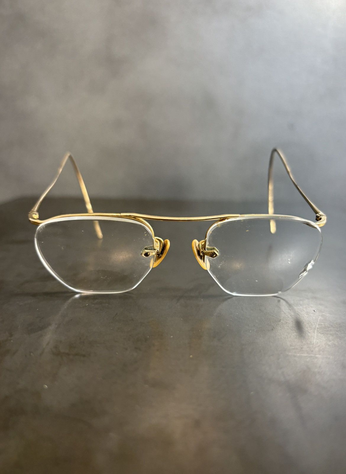 Bausch & Lomb Antique B&L Eyeglasses 1930s Bausch GoldFill HalfRim Frames Size ONE SIZE - 2 Thumbnail