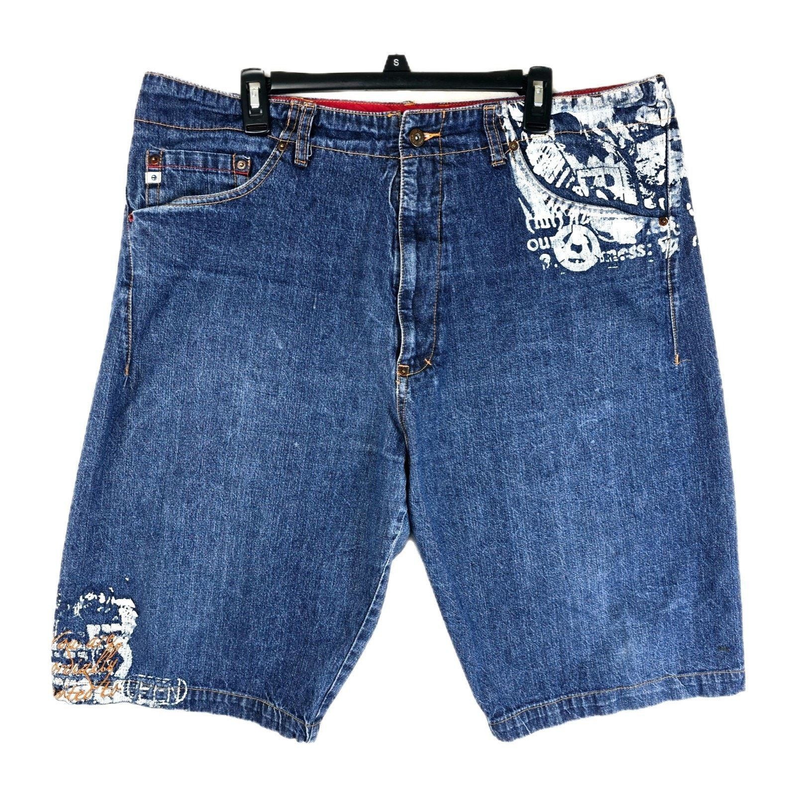 Other Vintage Y2K Indigo Red Jean Shorts 40 Baggy Skater Jorts Size US 40 / EU 56 - 1 Thumbnail