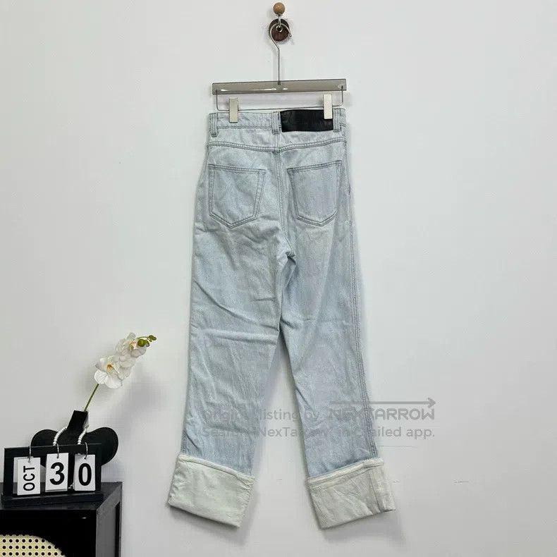 Loewe Loewe Blue Turn-up Leather Patch Logo Jeans Size US 32 / EU 48 - 3 Thumbnail