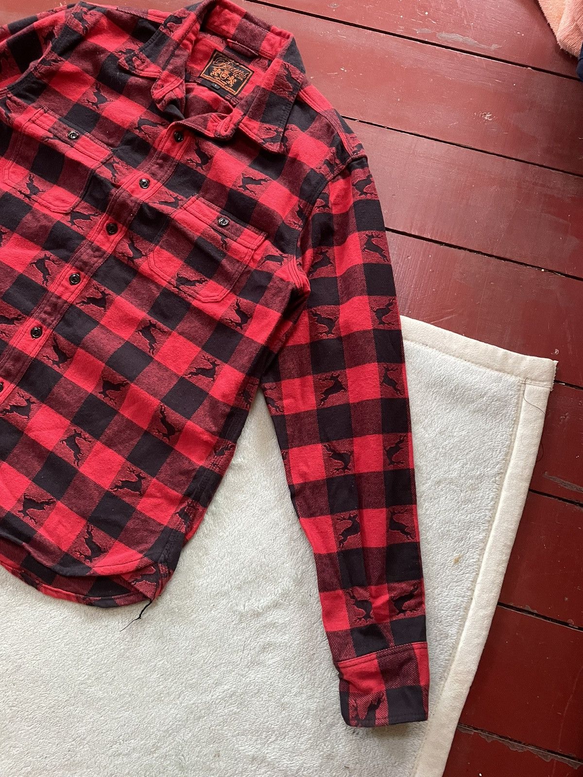 Beams Plus Beams Hard Cotton Red Tartan Deer Design Size US L / EU 52-54 / 3 - 5 Thumbnail
