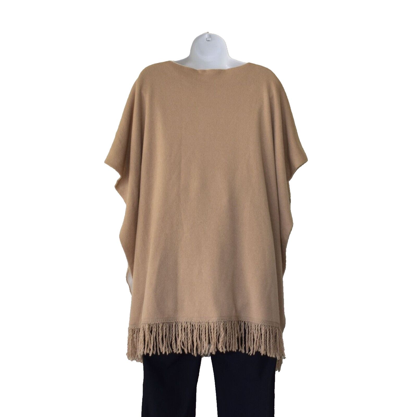 Agnona AGNONA Cashmere Knit Fringe Boat Neck Poncho Cape One Size Size ONE SIZE - 3 Thumbnail