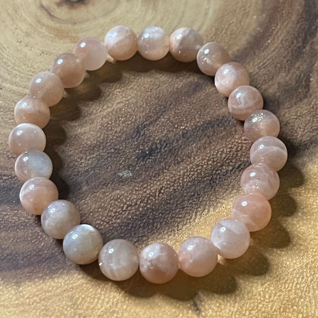 Other Sunstone flash beaded bracelet stretch 8mm 7.5” natural crystal NEW Size ONE SIZE - 4 Thumbnail