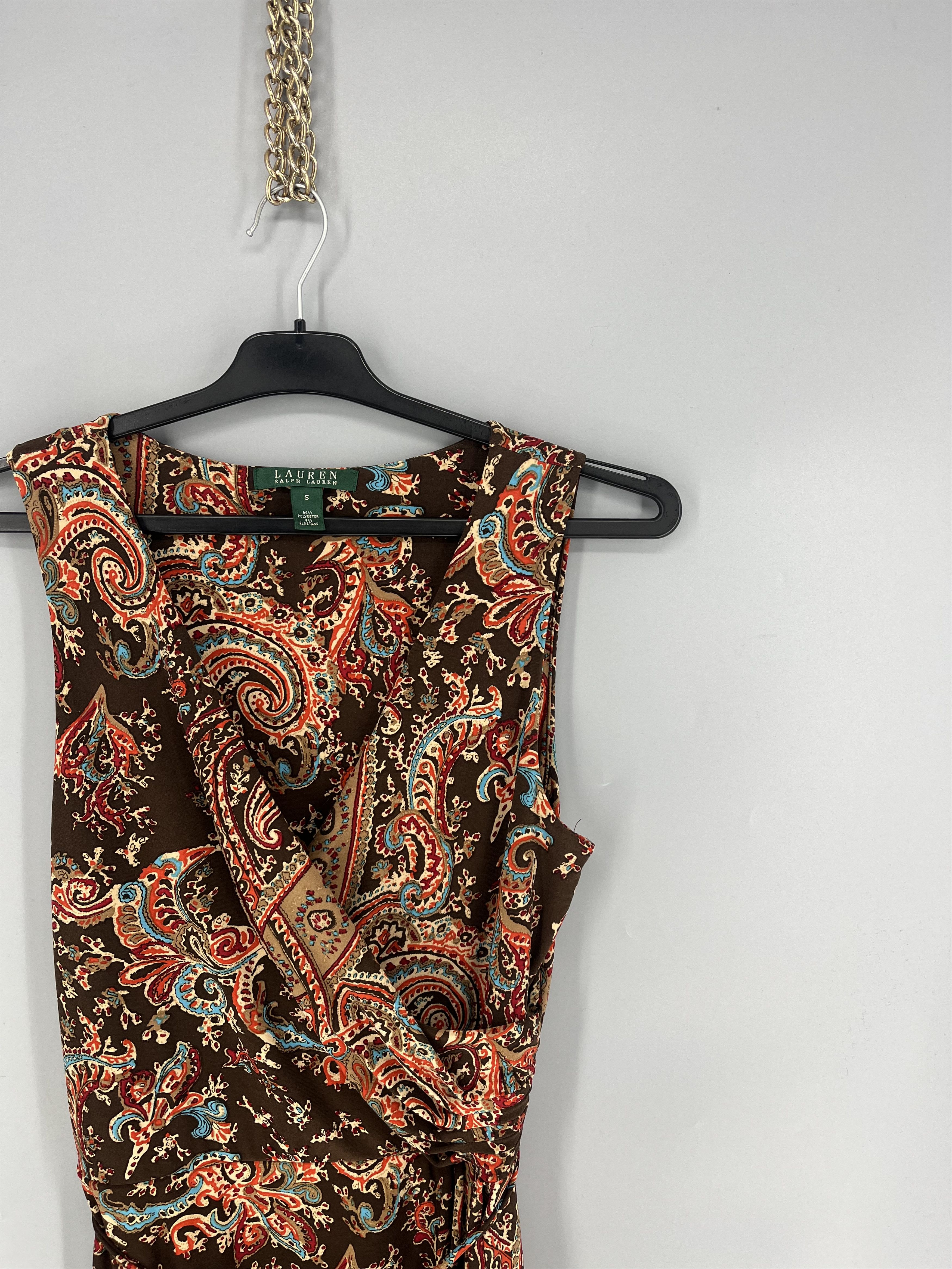 Polo Ralph Lauren Ralph Lauren Sleeveless Wrap Dress Womens S Brown Orange Size S / US 4 / IT 40 - 4 Thumbnail