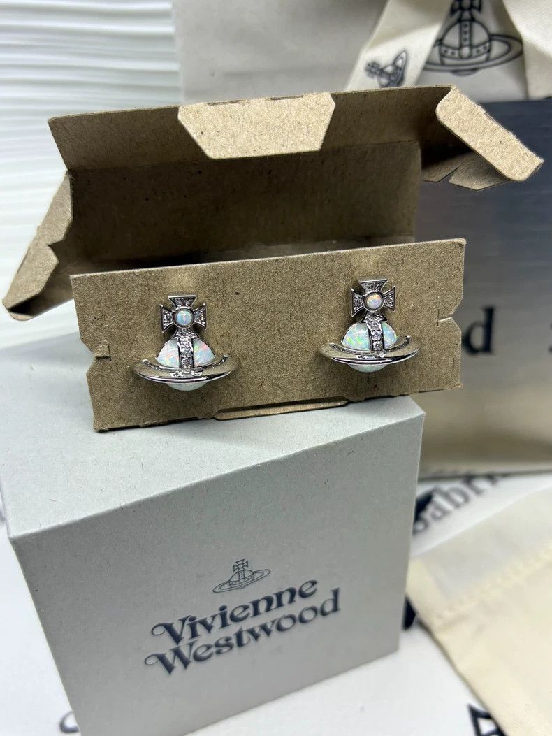 Vivienne Westwood Vivienne Westwood Semi-3D opal silver earring Size ONE SIZE - 1 Thumbnail