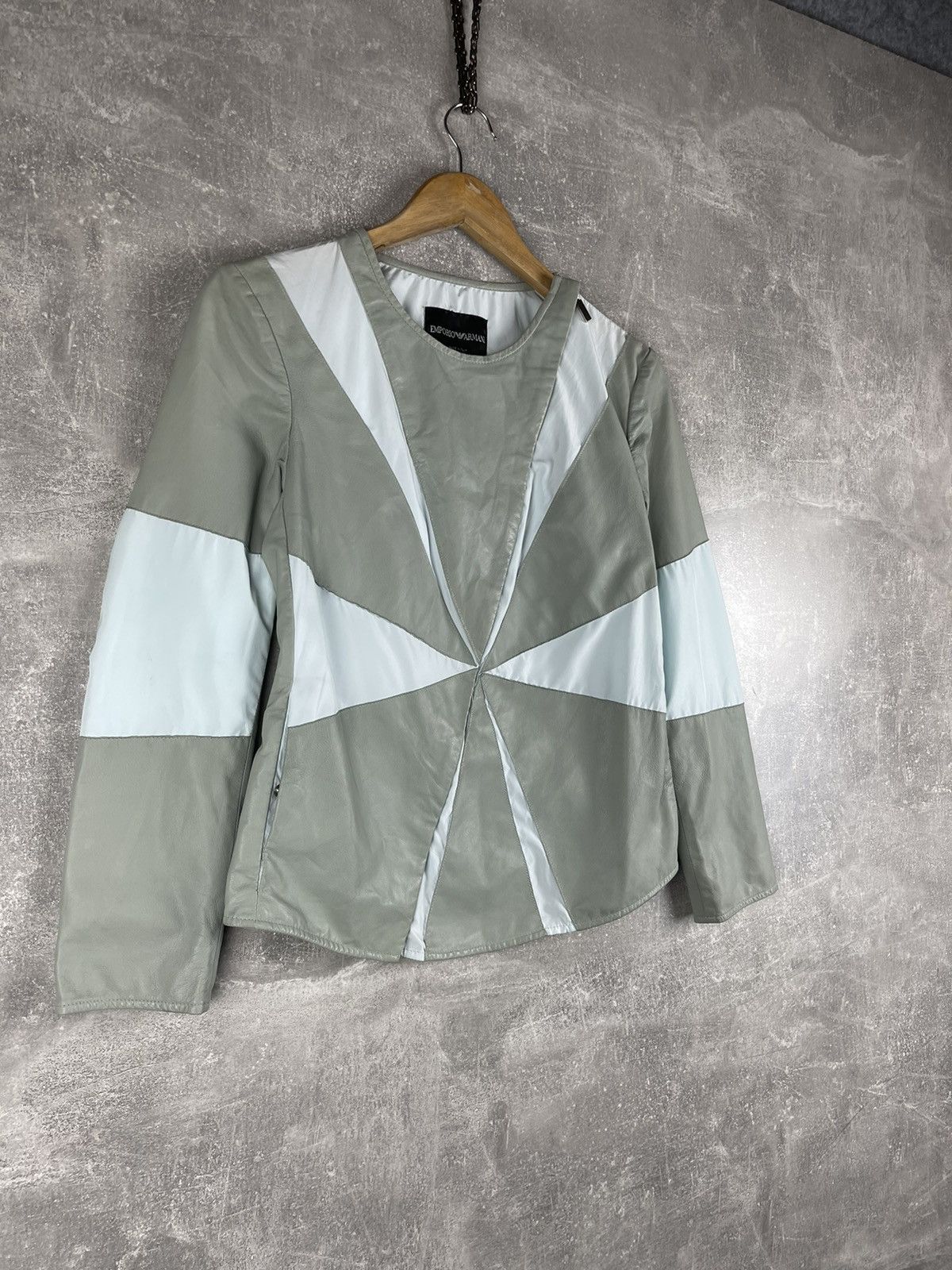 Emporio Armani Emporio Armani Leather Nylon Geometric Panel Jacket Size S / US 4 / IT 40 - 3 Thumbnail