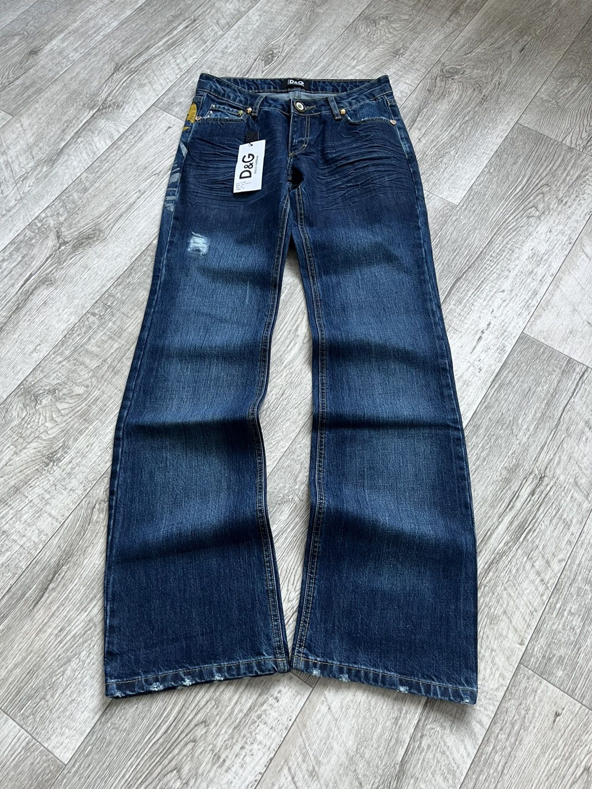 NEW! Crazy Vintage Dolce Gabbana Big Logo Flared Y2k Jeans