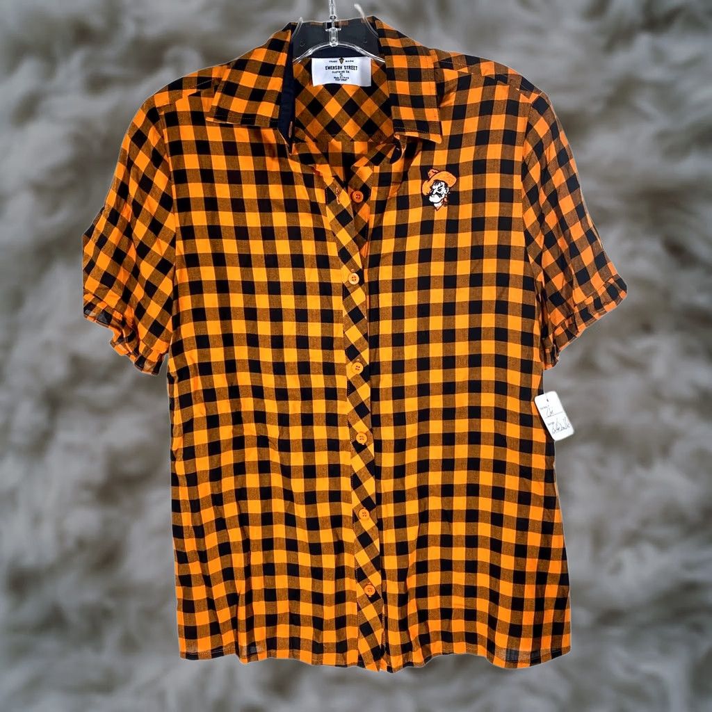 Vintage VINTAGE? No. Oklahoma State OSU Emerson Street Button Shirt Womens S Plaid College Sports NWT Size S / US 4 / IT 40 - 1 Thumbnail