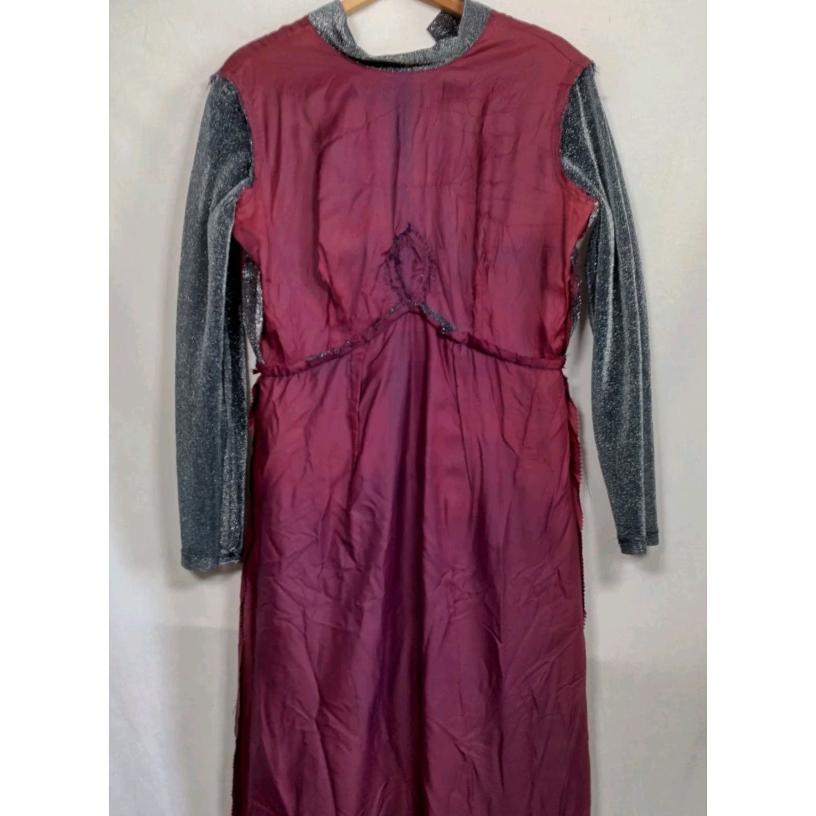 Vintage VINTAGE Evening Gown Maxi 59" Long Silver Metallic 1970s Size 16 Womens Party Event Beaded Rhinestones Size XXL / US 16-18 / IT 52-54 - 4 Thumbnail