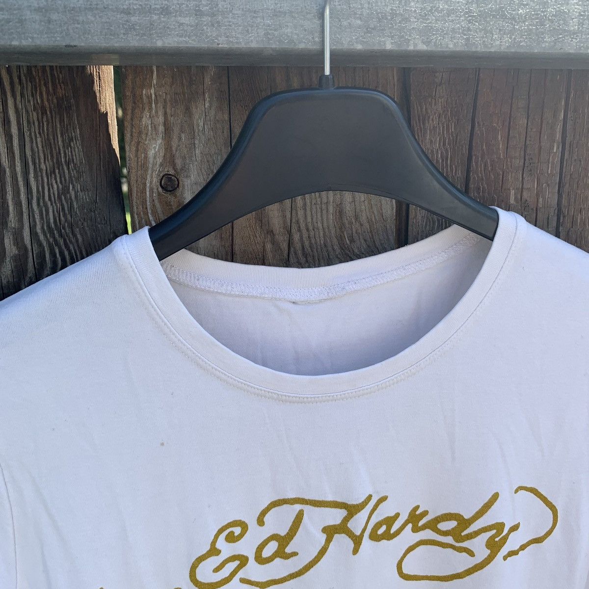 Christian Audigier × Ed Hardy × Japanese Brand Y2K Ed Hardy top white cross rhinestones women's Size S / US 4 / IT 40 - 3 Thumbnail