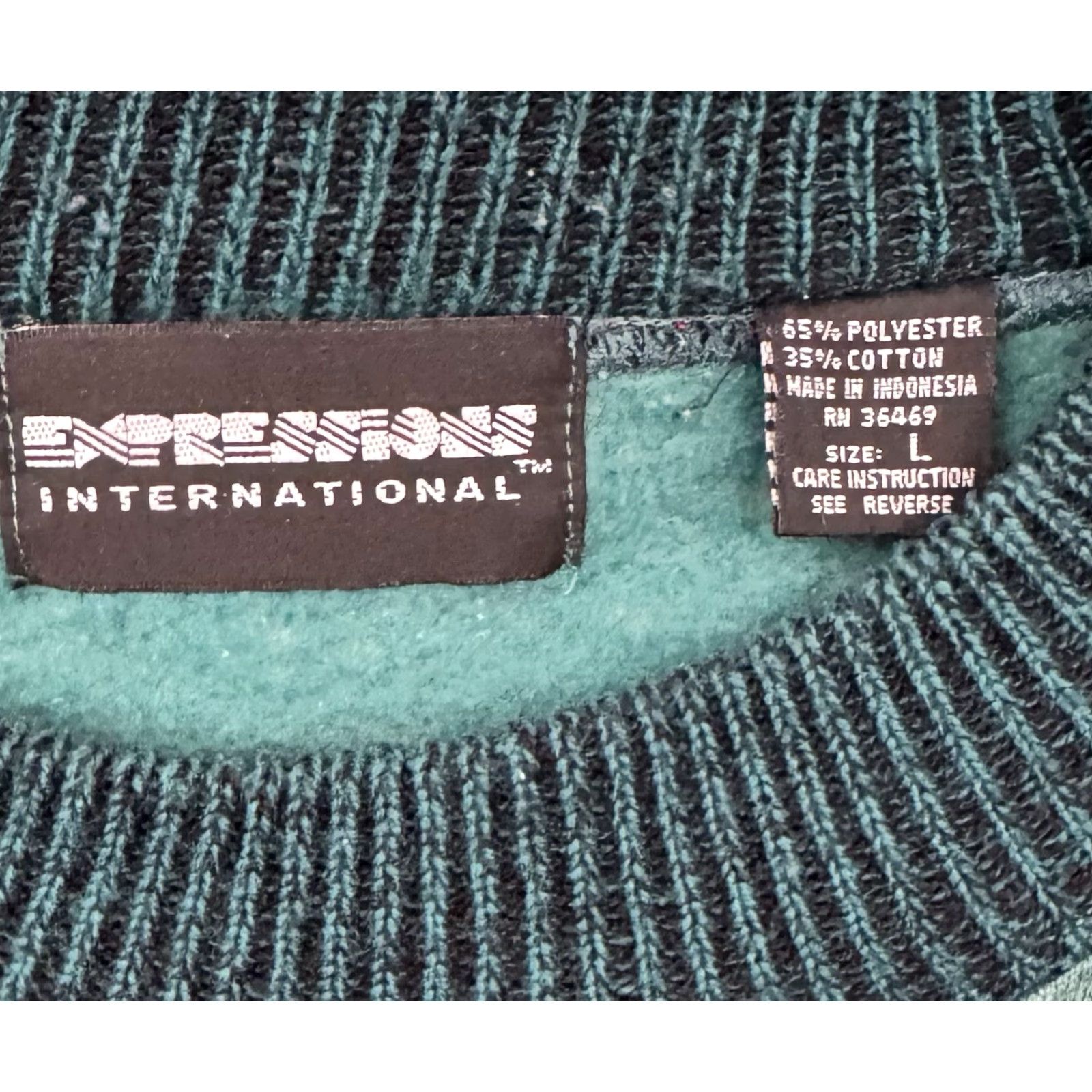Vintage VINTAGE Expressions Sweatshirt Womens L 90s Grandpacore Argyle Ribbed Layering Winter Green Cotton Polyester Crew Neck Pullover Size L / US 10 / IT 46 - 6 Thumbnail