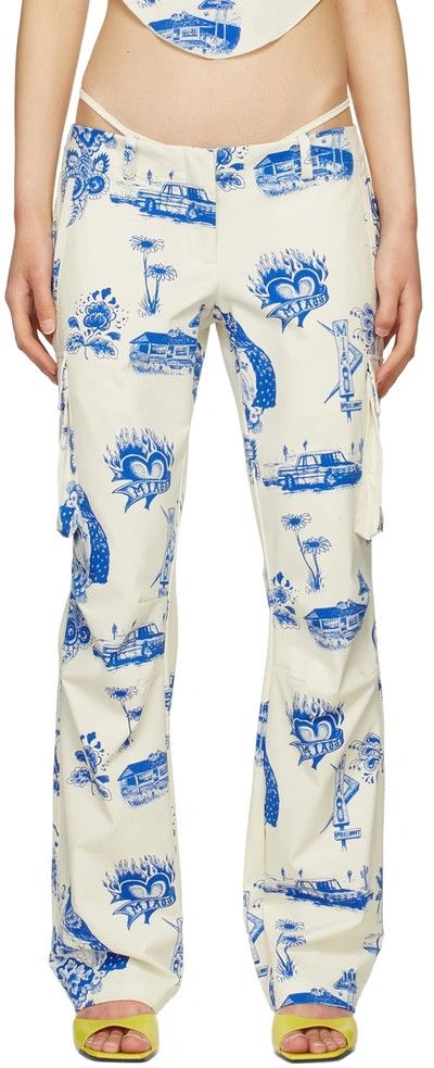Miaou o1mle0425 Crybaby Raven Cargo Pant in White & Blue Size 30" / US 8 / IT 44 - 6 Thumbnail