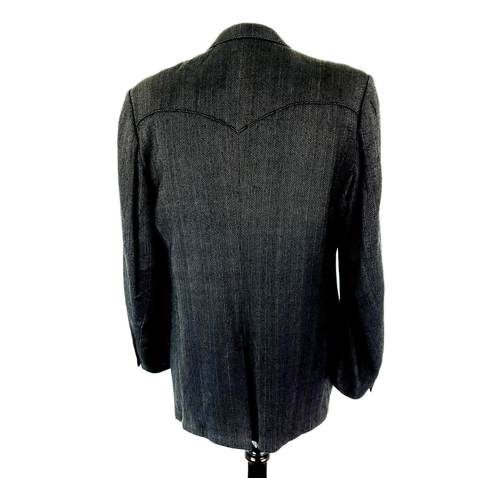 Vintage Circle Silk Rayon 2 Button Sport Coat 42L Black Green Long W Size 42L - 6 Thumbnail